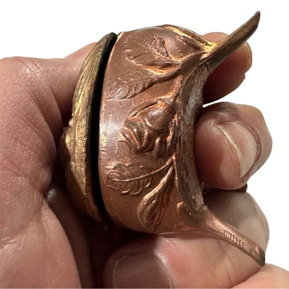 Antique Deco Brass USA Made Ring Display Casket Trinket Box on Pedestals 3x3x3” - Picture 15 of 16